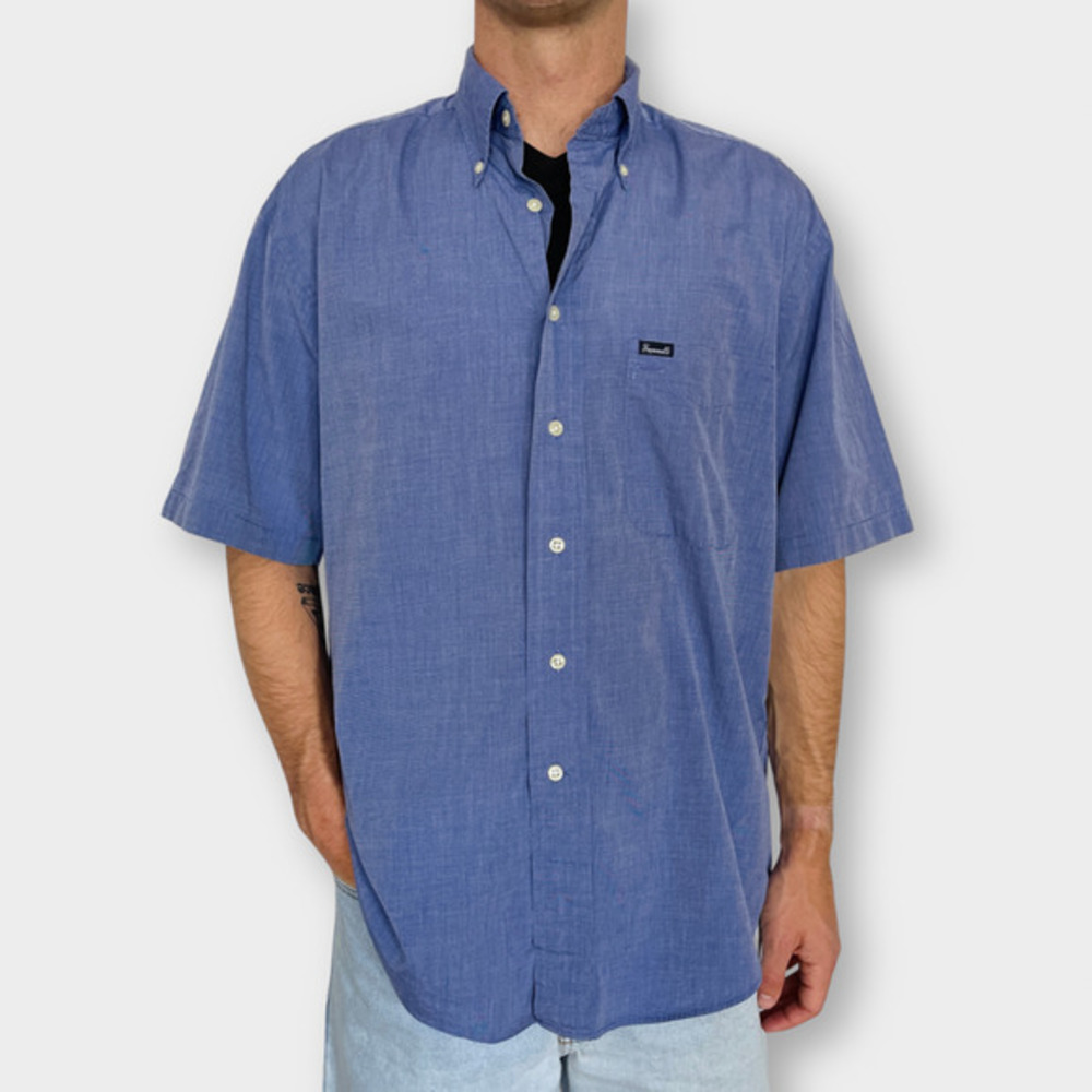 90s Falconnable Blue Short Sleeve Button‎ Down